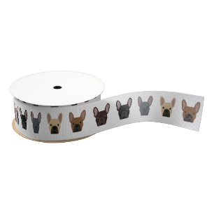 Ruban Gros-grain Mur Bulldog français  Motif français