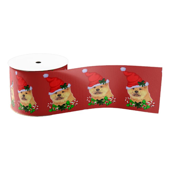 Ruban Gros-grain Noël à Chow Chow (Bobine)