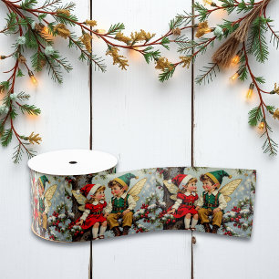 Ruban Gros-grain Noël aux enfants fées elfiques vintage