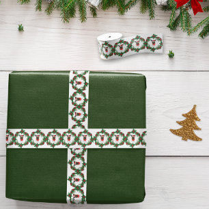 Ruban Gros-grain Noël Chapeau de Père Noël Aquarelle Berger Alleman