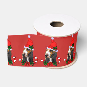 Ruban Gros-grain Noël de Basset Hound