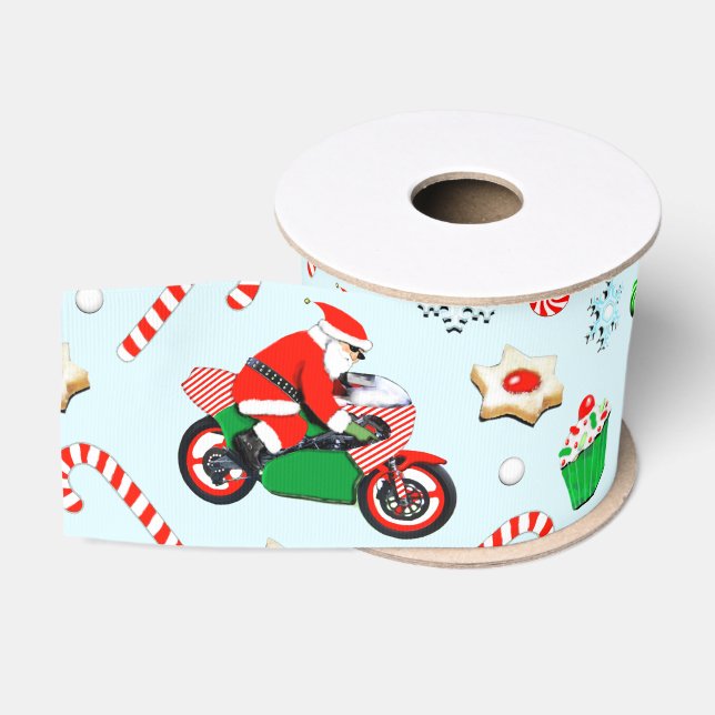 Ruban Gros-grain Noël de motard (Bobine)