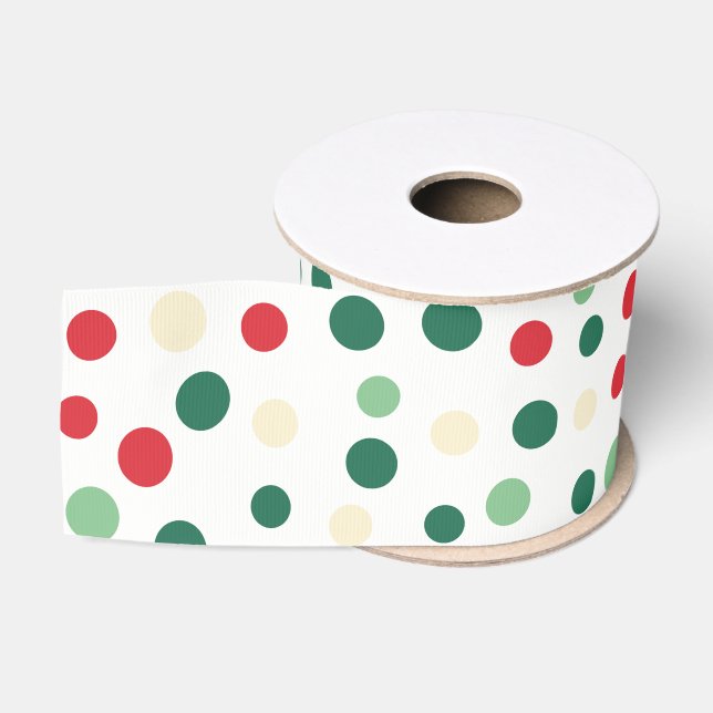 Ruban Gros-grain Noël Fête Ponctué de Points de Fête (Bobine)