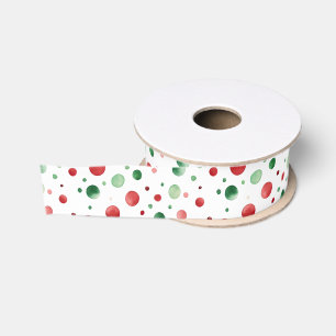 Ruban Gros-grain Noël points rouges blancs verts