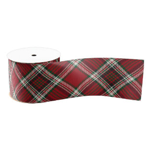 Ruban Gros-grain Noël Rouge Festif Jacquard Tartan Plaid Motif