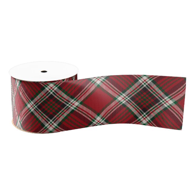 Ruban Gros-grain Noël Rouge Festif Jacquard Tartan Plaid Motif (Bobine)