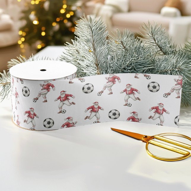 Ruban Gros-grain Noël Soccer Santa (Créateur téléchargé)