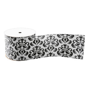 Ruban Gros-grain Noir et blanc Damask Elegant