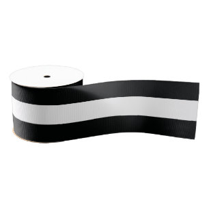 Ruban Gros-grain (Noir et blanc   horizontal) personnalisable rayé