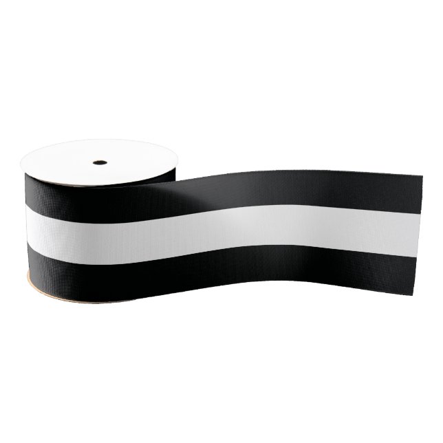 Ruban Gros-grain (Noir et blanc | horizontal) personnalisable rayé (Bobine)