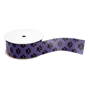 Ruban Gros-grain Noir sur Ultra Violet Chat/Chien/Empreinte de patt