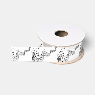 Ruban Gros-grain Notes de musique sur argent