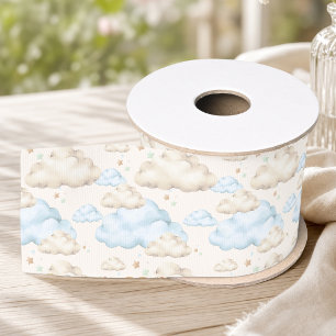 Ruban Gros-grain Nuage de bleu aquarelle pour la nurserie bébé