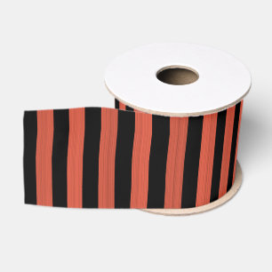 Ruban Gros-grain Orange Black Stripes Motif sans couleur