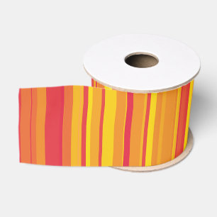 Ruban Gros-grain Orange rouge jaune rayures