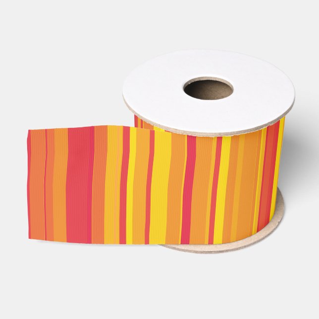 Ruban Gros-grain Orange rouge jaune rayures (Bobine)