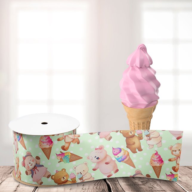 Ruban Gros-grain Ours Avec Crème Glacée  (Créateur téléchargé)
