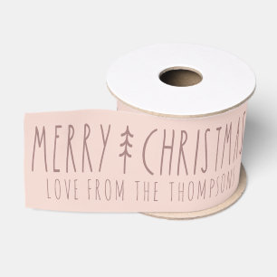 Ruban Gros-grain Papier-cadeau personnalisé Arbre de Noël rose