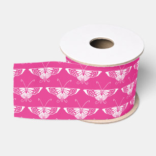 Ruban Gros-grain Papillon Art déco stylisé - rose fuchsia