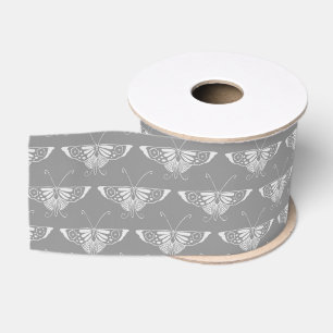 Ruban Gros-grain Papillon Art déco stylisé, tons gris / gris