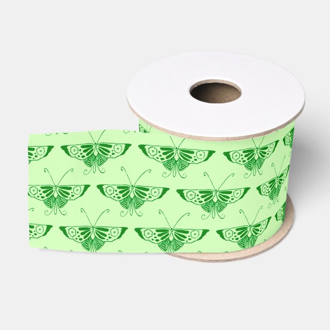 Ruban Gros-grain Papillon Art déco stylisé - vert émeraude (Bobine)