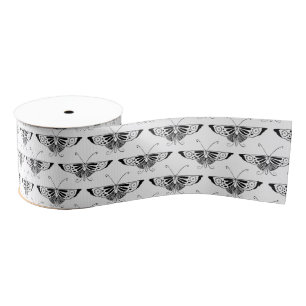 Ruban Gros-grain Papillon stylisé d'art déco - noir et blanc