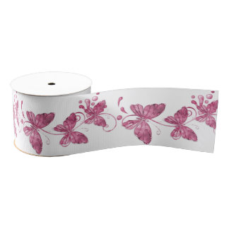 Ruban Gros-grain Papillons roses Ribbon Spool