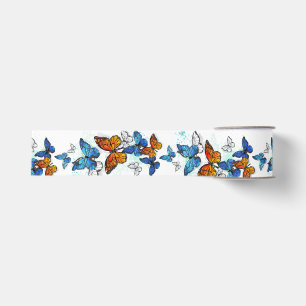Ruban Gros-grain Papillons volants Morpho et Monarch