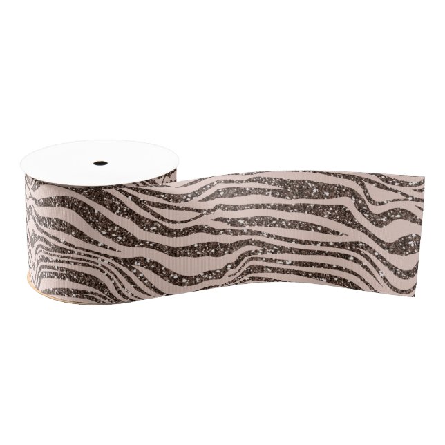 Ruban Gros-grain Parties scintillant d'impression Brown Zebra de la (Bobine)