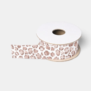 Ruban Gros-grain Parties scintillant Empreinte de léopard blanc br