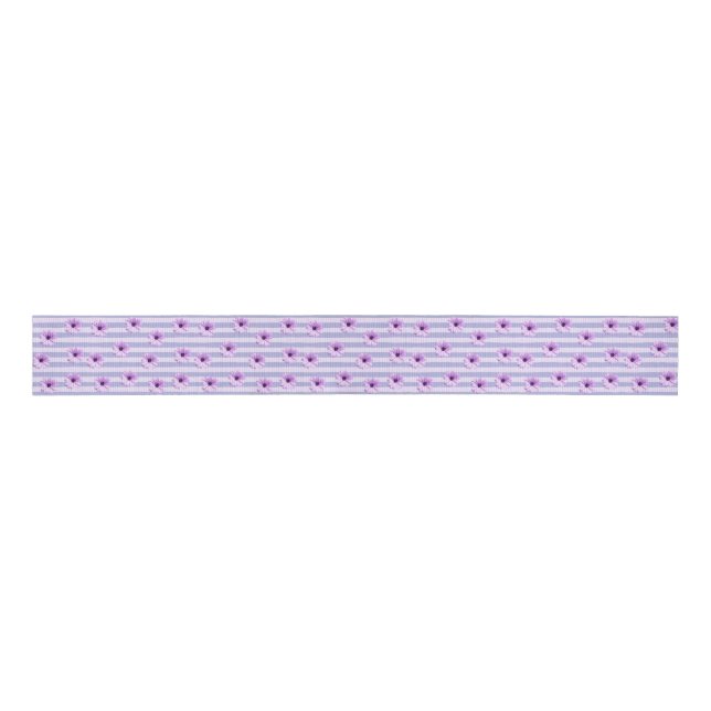 Ruban Gros-grain Pastel stripes pattern with Daisies (Devant)