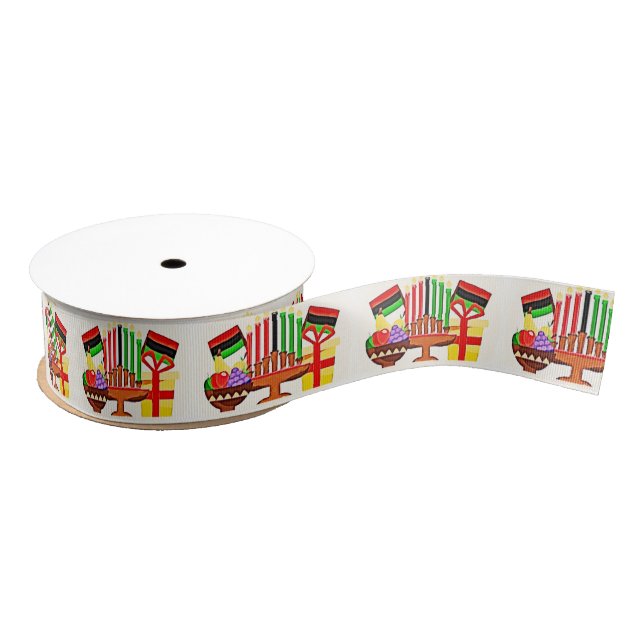 Ruban Gros-grain Peinture de table Kwanzaa (Bobine)