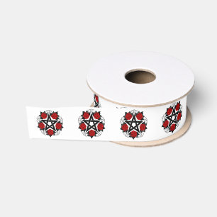 Ruban Gros-grain Pentagramme aux roses rouges