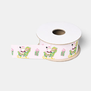 Ruban Gros-grain Père Noël de Palm Beach Prépa Rose et Vert