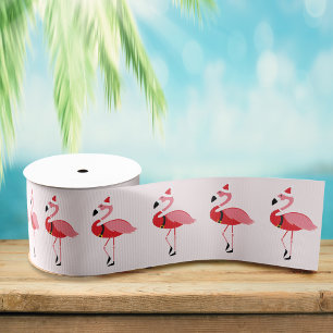 Ruban Gros-grain Père Noël Flamant rose rose Noël Motif de Noël