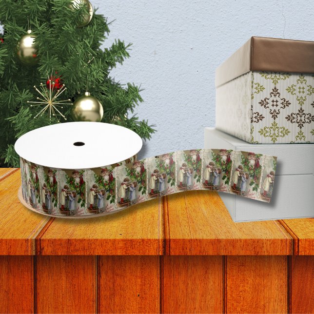Ruban Gros-grain Père Noël Joyeux Noël Grosgrain ruban (Santa Joyful Christmas Grosgrain Ribbon)