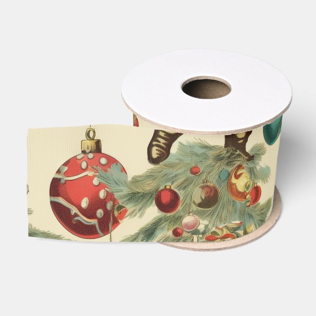 Ruban Gros-grain Père Noël kitch et décorations  (Bobine)