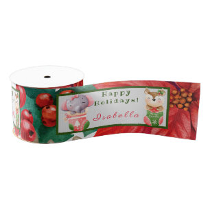 Ruban Gros-grain Personnaliser des éléphants et des cerfs Texte et