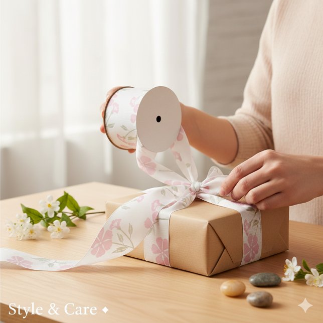 Ruban Gros-grain Pink and White Playful Floral Pattern (Pink and White Playful Floral Pattern Grosgrain Ribbon)