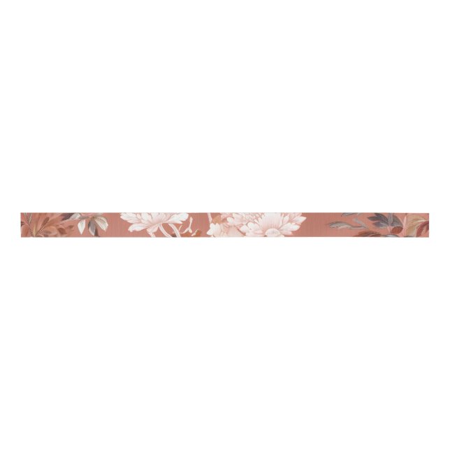 Ruban Gros-grain Pink Peony Chinoiserie Grosgrain Ribbon (Devant)