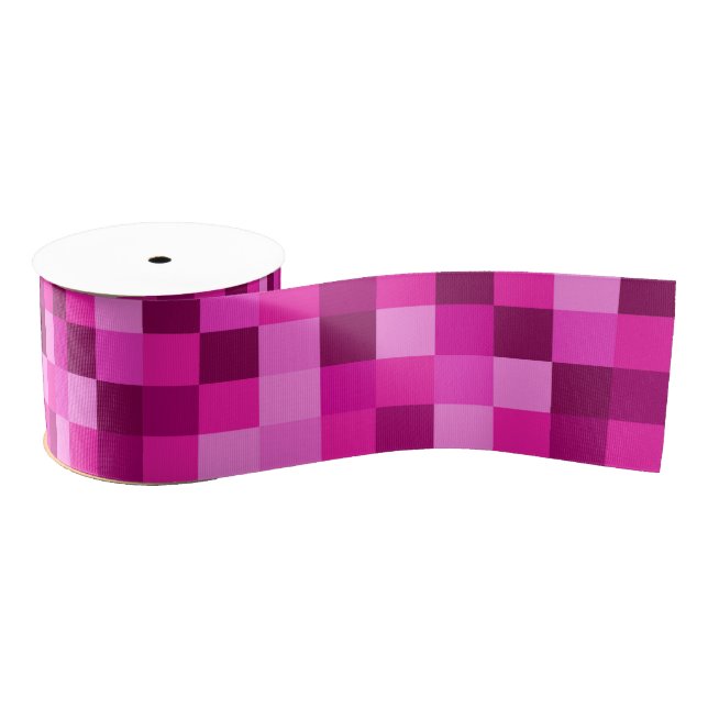 Ruban Gros-grain Pink Pixels Ribbon, Modern Pixels Pink Ribbon (Bobine)