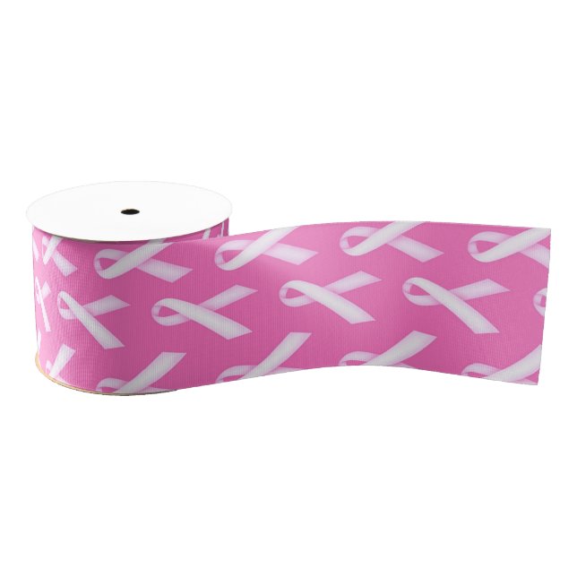 Ruban Gros-grain Pink Ribbon Pattern – Breast Cancer Awareness (Bobine)