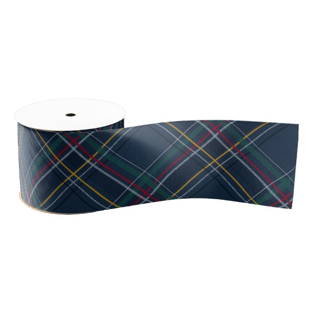 Ruban Gros-grain Plaid de Noël classique marine simple vacances (Bobine)