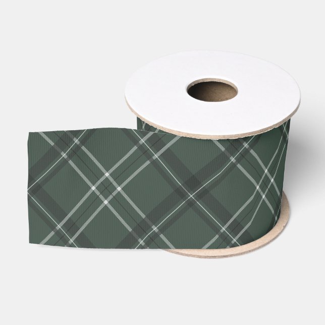 Ruban Gros-grain Plaid de vacances classique vert foncé (Bobine)