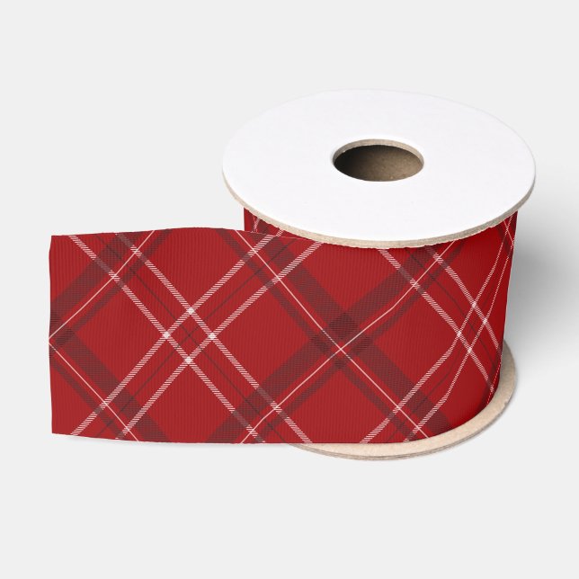Ruban Gros-grain Plaid festif de Noël rouge classique (Bobine)