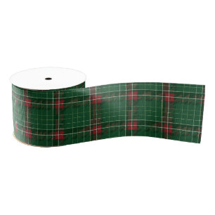 Ruban Gros-grain Plaid vert avec rouge et blanc