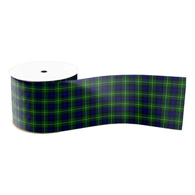 Ruban Gros-grain Plaid vert bleu Lamont tartan (Bobine)