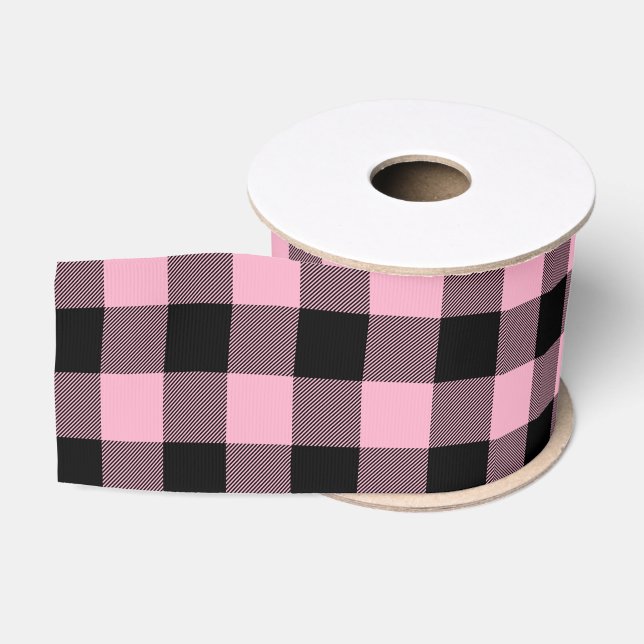 Ruban Gros-grain Plaque de buffle rose et noir moderne (Bobine)