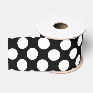 Ruban Gros-grain Pointe Polka (noir et blanc) N'importe quelle tail