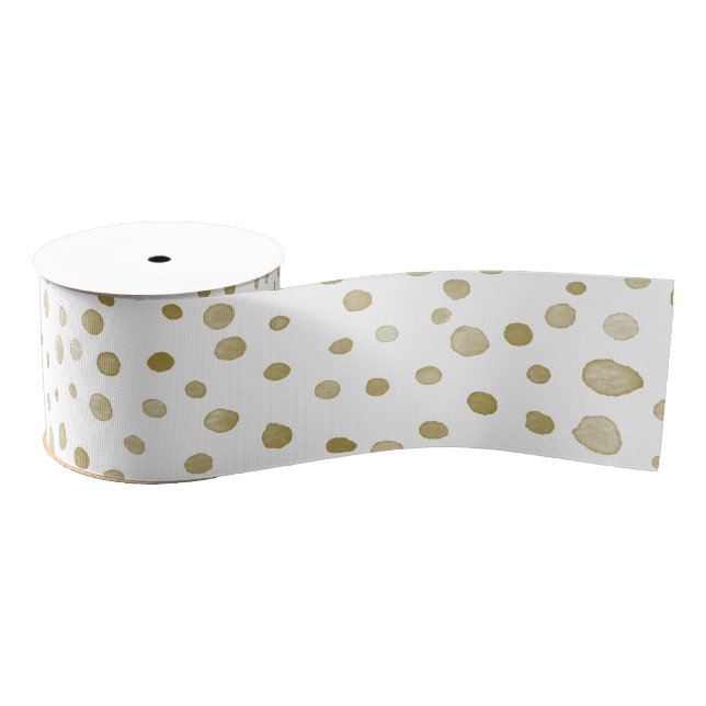 Ruban Gros-grain Points d'aquarelle Ochre Confetti (Bobine)